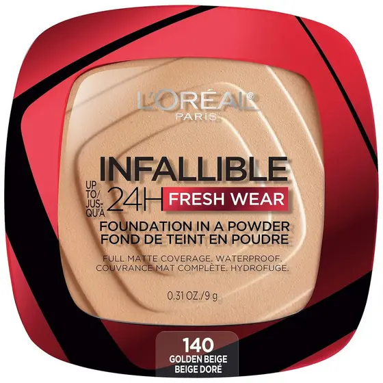 Base de Maquiagem Infallible Fresh Wear da L'Oreal Paris em Pó, Duração de até 24 Horas, À Prova d'Água, Bege Dourado, 0