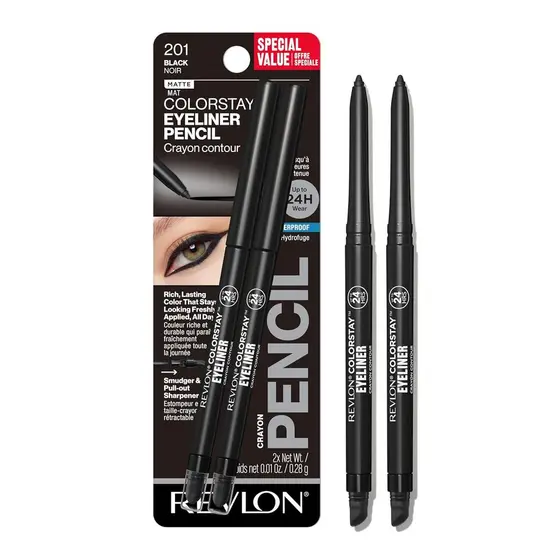 Lápis Delineador à Prova d'Água Revlon ColorStay, Resistente a Manchas, Maquiagem para Olhos com Apontador Integrado, 20