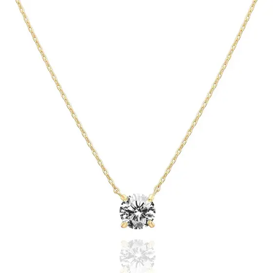 PAVOI Colar Choker Delicado com Zircônia Cúbica de 1,5 Quilates (7,3mm) Banhado a Ouro 14K |   Colares de Ouro para Mulh