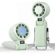 Ventilador Portátil TriPole com Resfriamento a Gelo, 5 Velocidades, Bateria Recarregável, Dobrável, 3 em 1, Mini Ventila