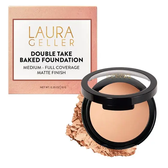 LAURA GELLER NEW YORK Base em Pó Baked Double Take - Tom Claro - Cobertura Modulável de Média a Total - Acabamento Matte