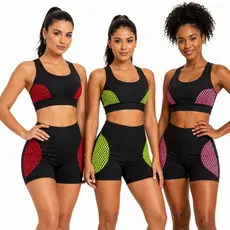 Conjunto Fitness Feminino Top e Short Suplex Academia Cintura Alta Compressão Preto Rosa Verde Vermelho