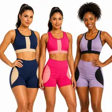 Conjunto Fitness Feminino Top e Short Suplex Cintura Alta Academia Treino Compressão