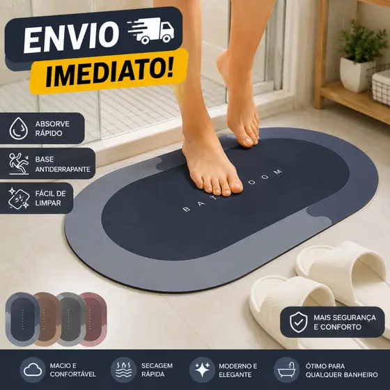 Tapete Oval para Banheiro Antiderrapante Mágico Macio Absorvente Decorativo Casa Sortido