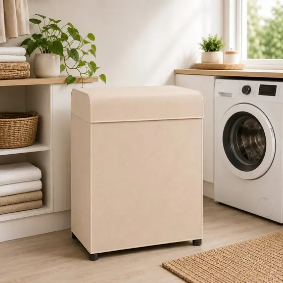 Capa Máquina de Lavar G Forrada Impermeável PVC Abertura Superior Universal Bege 12kg 13kg 14kg 16kg