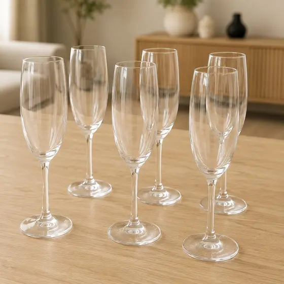 Jogo 6 Taças Cristal Espumante 220ml Sidera | Taças Elegantes para Champagne Prosecco Brindes
