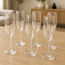 Jogo 6 Taças Cristal Espumante 220ml Sidera | Taças Elegantes para Champagne Prosecco Brindes