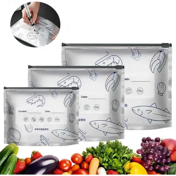 Sacos Reutilizáveis De Folha De Alumínio Para Freezer , À Prova De Vazamento , Autovedante , Armazenamento De Alimentos