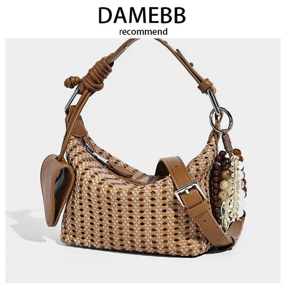 DAMEBB Bolsa de férias 2026 Novo estilo bolsa de tecido novo estilo de ombro oca bolsa de praia oca à beira-mar