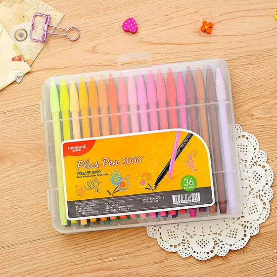 Coreia coreia monami monami 3.000 caneta à base de água gancho forro caneta de microfibra 12 cores 24 cores 36 cores con
