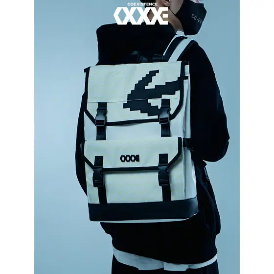 COEXISTÊNCIA Pixel Estilo Mochila de Grande Capacidade Casual Mochila Diária Masculino Estudante All-Match Bolsa Escolar
