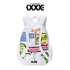 COEXISTENCE Mochila estilo estampa Graffiti branca mochila de viagem ao ar livre trabalho diário bolsa escolar de viagem