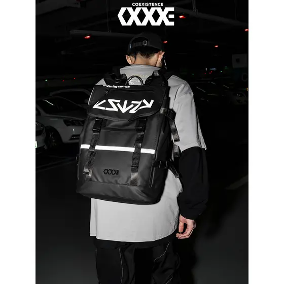 Coexistence Street Wear estudantes universitários mochila reflexiva grande capacidade saco de escola Commuter mochila ma