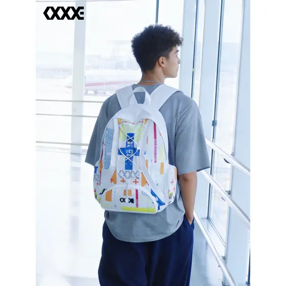 COEXISTÊNCIA Moda Americana Impressão Mochila Multifuncional Multi-bolso Estudante Bolsa Escolar Mochila Homens Mulheres