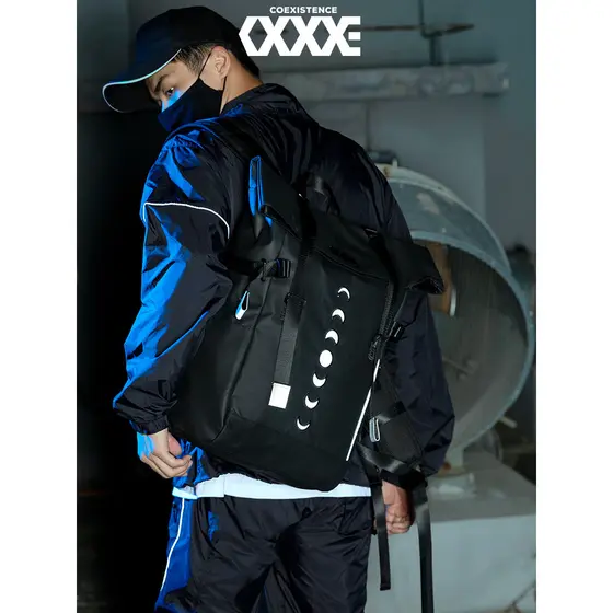 Coexistência mochila novo estilo masculino estudante universitário computador mochila grande capacidade saco de viagem C