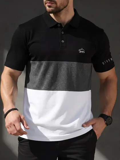 Impressão 3D Impressão Simples Cor polo Camisa Confortável Leve Respirável