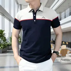 Camisas Polo De Negócios Coloridas Para Homens Verão Coreano Listrado Impressão Moda Respirável Manga Curta Diário Casua