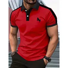 Camisa Polo Masculina Gradiente Pássaro Estampado De Manga Curta Para Homens Formais