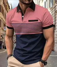 3D Simples Botão Impresso Camisa polo De Manga Curta Pulôver Verão , Nova Moda Masculina Versátil casual