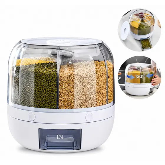 Dispenser De Alimentos Grãos E Cereais Giratório Com 6 Divisões 23cm - Wing