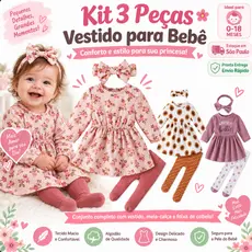 Payifang Conjunto Vestido Bebê Menina 0-18 Meses 100% Algodão Floral Manga Longa Meia Calça Faixa Laço