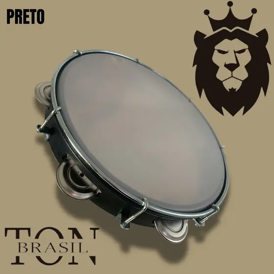 Pandeiro Profissional - BLACK - 08´ Abs l Pele de Nylon l Platinela de aço