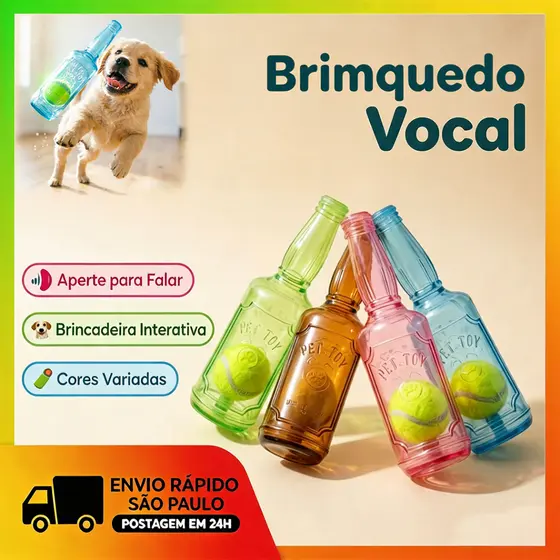 Alta Qualidade Brinquedo Para Cachorro Formato Garrafa Borracha  Com Som E Bolinha Resistente Mordida，Highly interacti