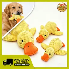 Brinquedo Cão Gato Pato Pelúcia Com Som Resistente Morder Borracha