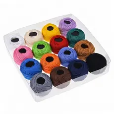 Linhas para Crochê Coloridas – Kit com 16 Unidades
