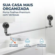 Suporte De Toalha Prático Sem Furar A Parede – Instalação Em Segundos