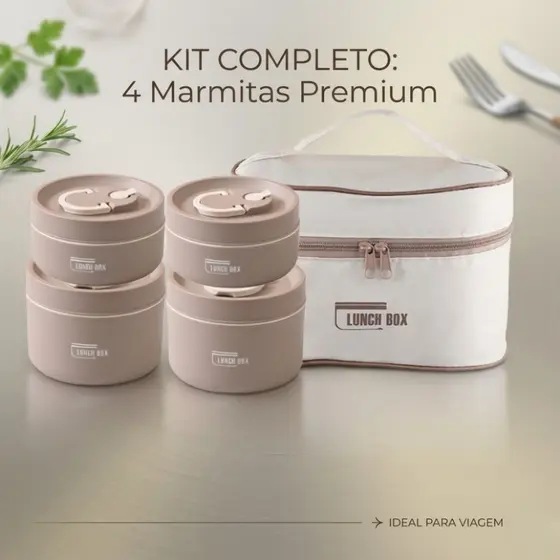 Kit 4 Marmitas Térmicas com Bolsa Térmica – Ideal para Trabalho e Viagens
