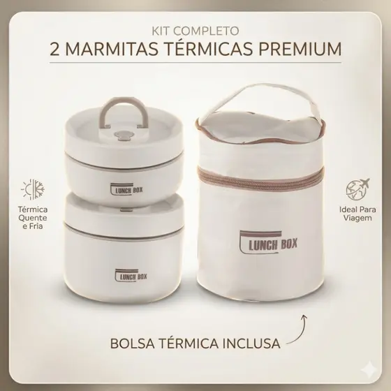 Kit 2 Marmitas Térmicas com Bolsa Térmica – Ideal para Trabalho e Viagens