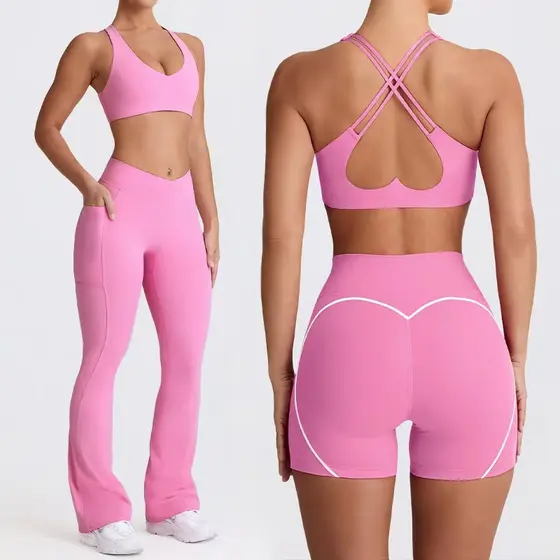 Sutiã Esportivo Com Alças , Roupa De Ioga Sensação Nua , Calças De Secagem Rápida Para Fitness Ao Ar Livre , Conjunto Fe