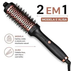 Escova Modeladora de Cabelo 2 em 1 | Alisador e Modelador com Íons Negativos