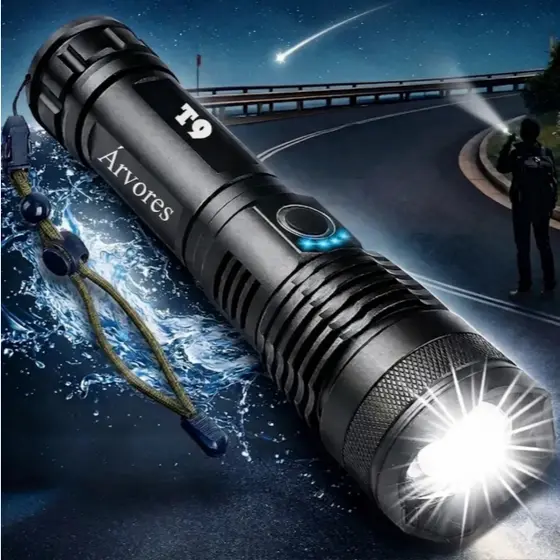 Lanterna Mais Forte Do Mundo Recarregável Tática Potente Led Arvores