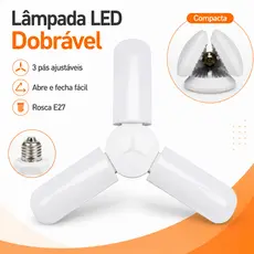Lâmpada LED Dobrável 45W 3 Pétalas E27 Bivolt 6500K Alta Luminosidade para Garagem Oficina Depósito