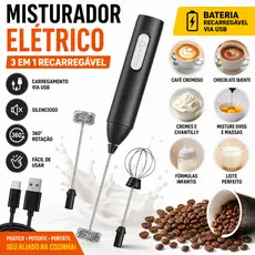 Misturador Elétrico Recarregável USB 3 Velocidades Espumador de Leite Batedor de Ovos Mini Mixer Portátil