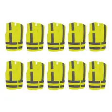 Kit 10 Colete Segurança Tipo Blusão Refletivo Bolso Zíper Alta Visibilidade EPI Sinalização Proteção