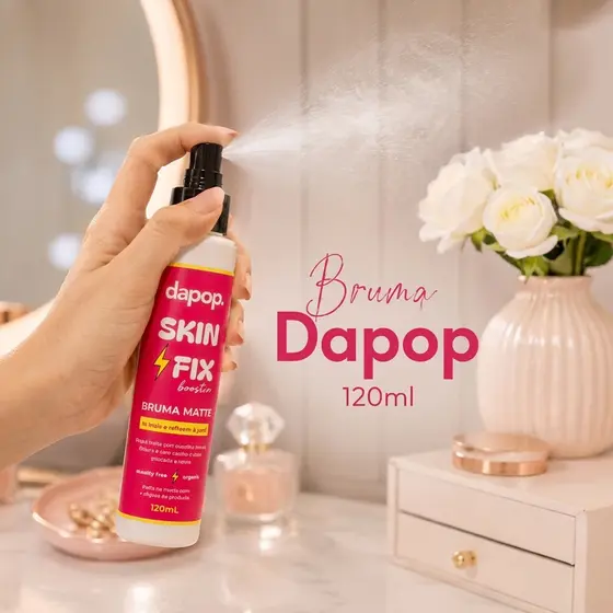 Fixadora Dapop Vegana Skin Fix Bruma Matte Pele Natural Hidrata e não craquela Maquiagem