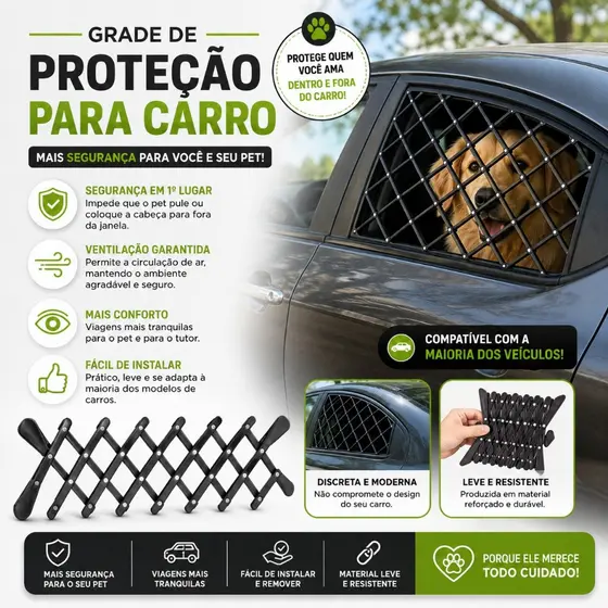 Grade para Carro – Proteção e Circulação de Ar PET e crianças - Qualidade Premium - Envio Imediato