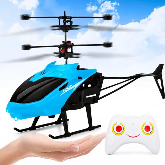 Helicóptero Controle Remoto Cor Sortida Infantil Sensor de Indução RC 2.4GHz Luz LED Recarregável Voo Estável Criança