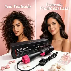 Escova Secadora 3 Em 1 Escova Alisa, Modeladora One Step Escova de Ar Quente Seca Alisa e Modela Cabelo Sem Frizz 110V