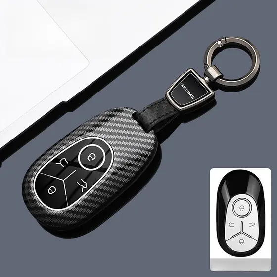Para Geely EX2/EX2 Pro/Geome EX5 EV, Capa de Chave de Carro em ABS + Silicone com Padrão de Fibra de Carbono, Chave Remo