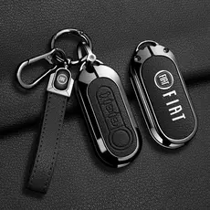 Capa de Chave de Carro em Metal e Couro, FIAT 500 Ducato Panda 500L Punto Lancia Musa, Acessórios de Proteção para Chave