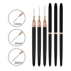 Kit 5 Pincéis Finos para Nail Art Unhas Decoração Desenho Traços e Detalhes
