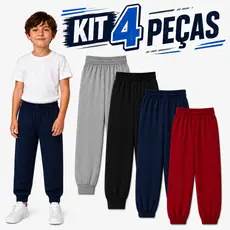 Kit Sortido 4 Calças Moletom Infatil Peluciada Masculina/Menino Elastico Na Cintura Quentinha Inverno