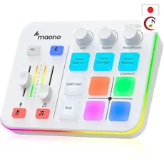 MAONO Gaming Audio Mixer and Audio Interface, Portable XLR Mixer with Mute, Voice Changer, Reverb, RGB Lighting, Support