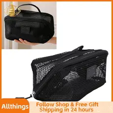 Allthingss-br ZASCHMOY Bolsa de maquiagem de malha de grande capacidade, respirável, aberta, plana, organizadora de