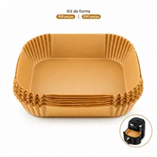 Kit 50 100 150 200 Formas para Air Fryer Papel Manteiga Descartável Antiaderente Forro Quadrada