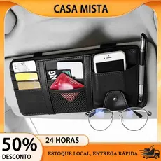 Organizador Multifuncional para Quebra Sol do Carro Porta Documentos Óculos e Cartões